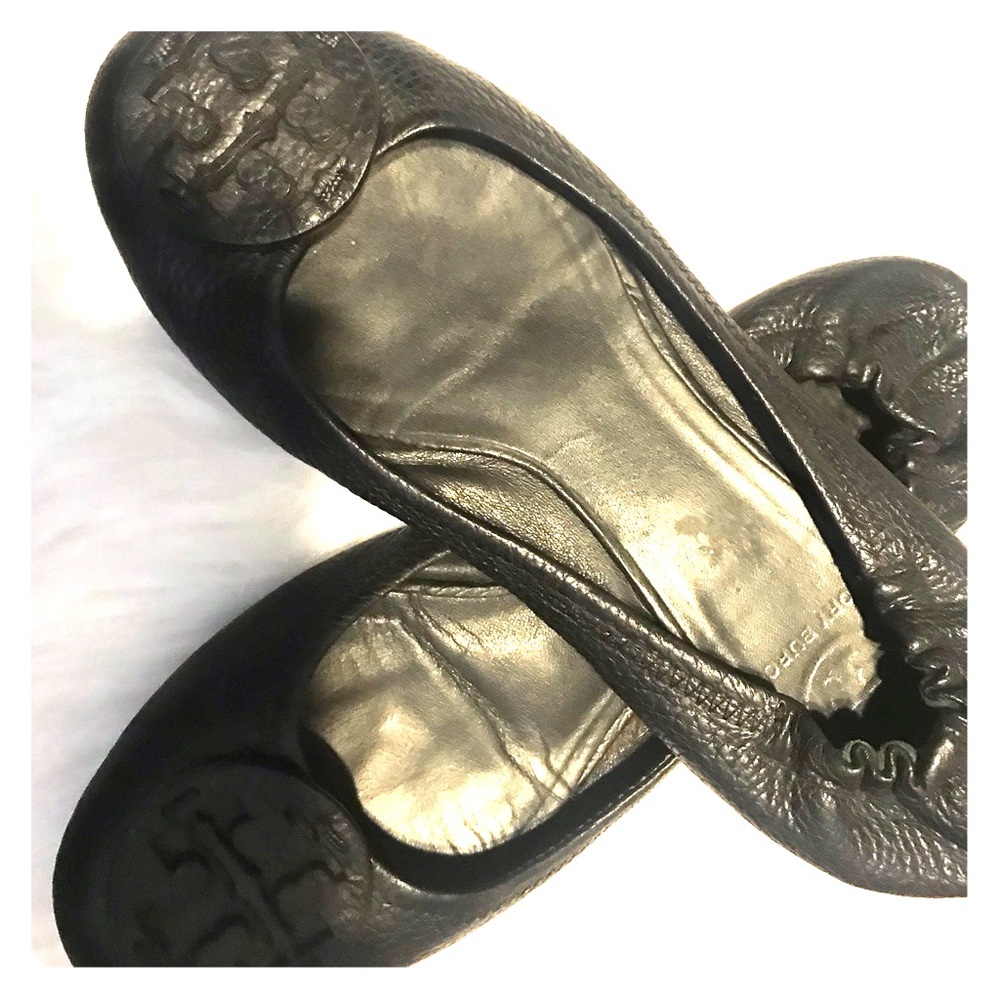Black leather Tory Burch Flats 8.5
